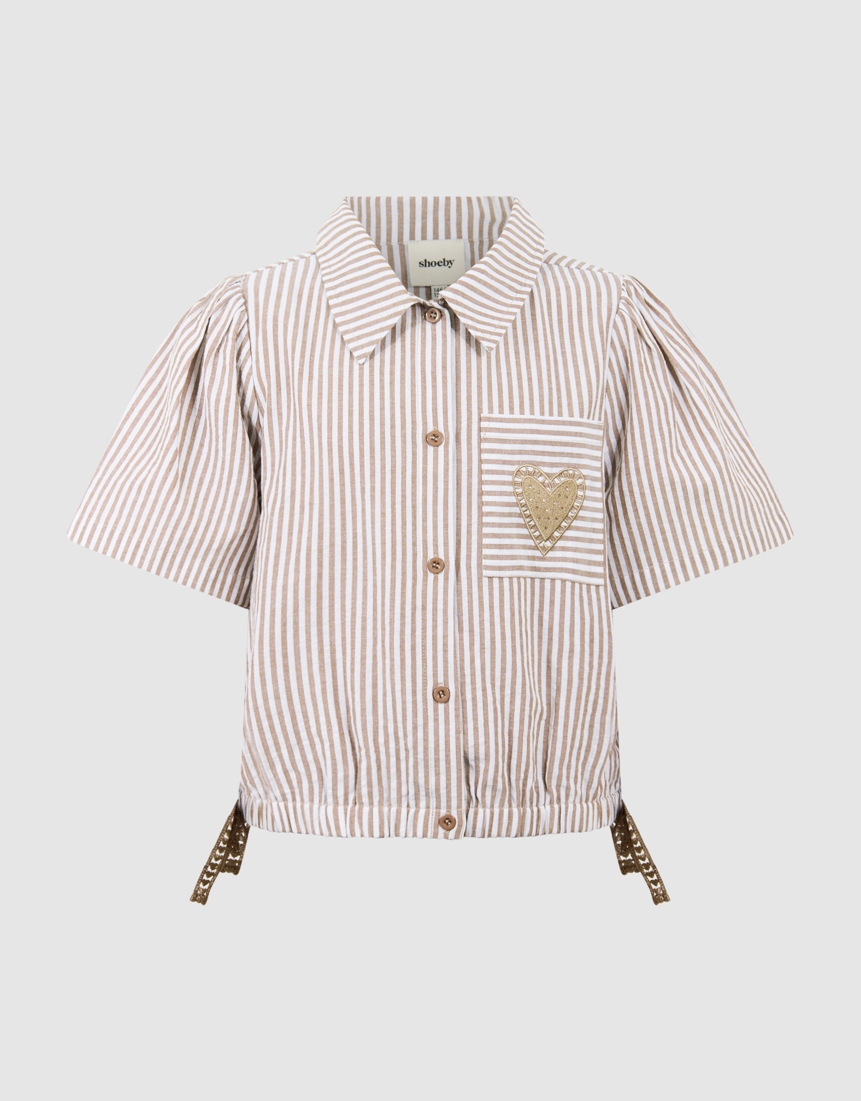Nadelstreifenstickerei-Bluse Braun SHOEBY GIRLS