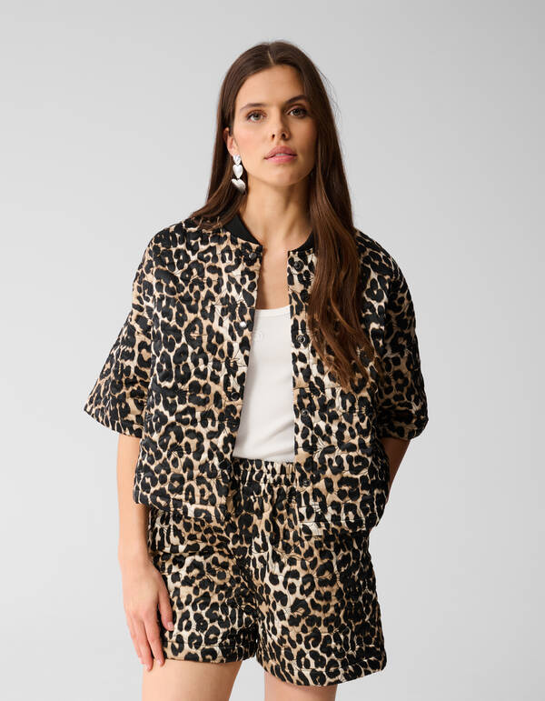 Kurzärmeliger Leopardenbomber Braun SHOEBY WOMEN