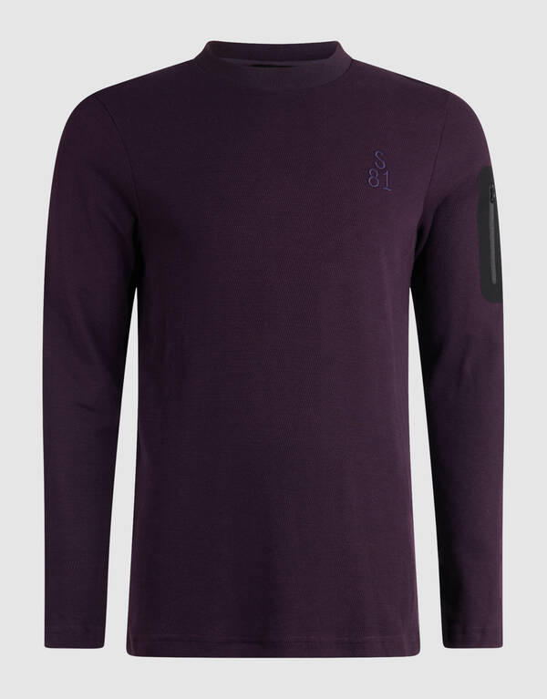 Pocket Langarm-T-Shirt Dunkelrot SHOEBY MEN