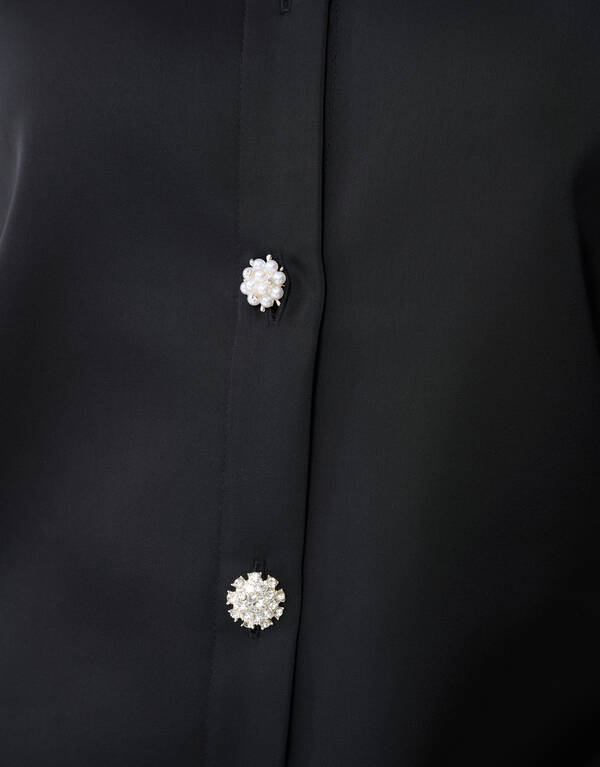 &Uuml;bergro&szlig;e Satinbluse Schwarz von Monica SHOEBY WOMEN