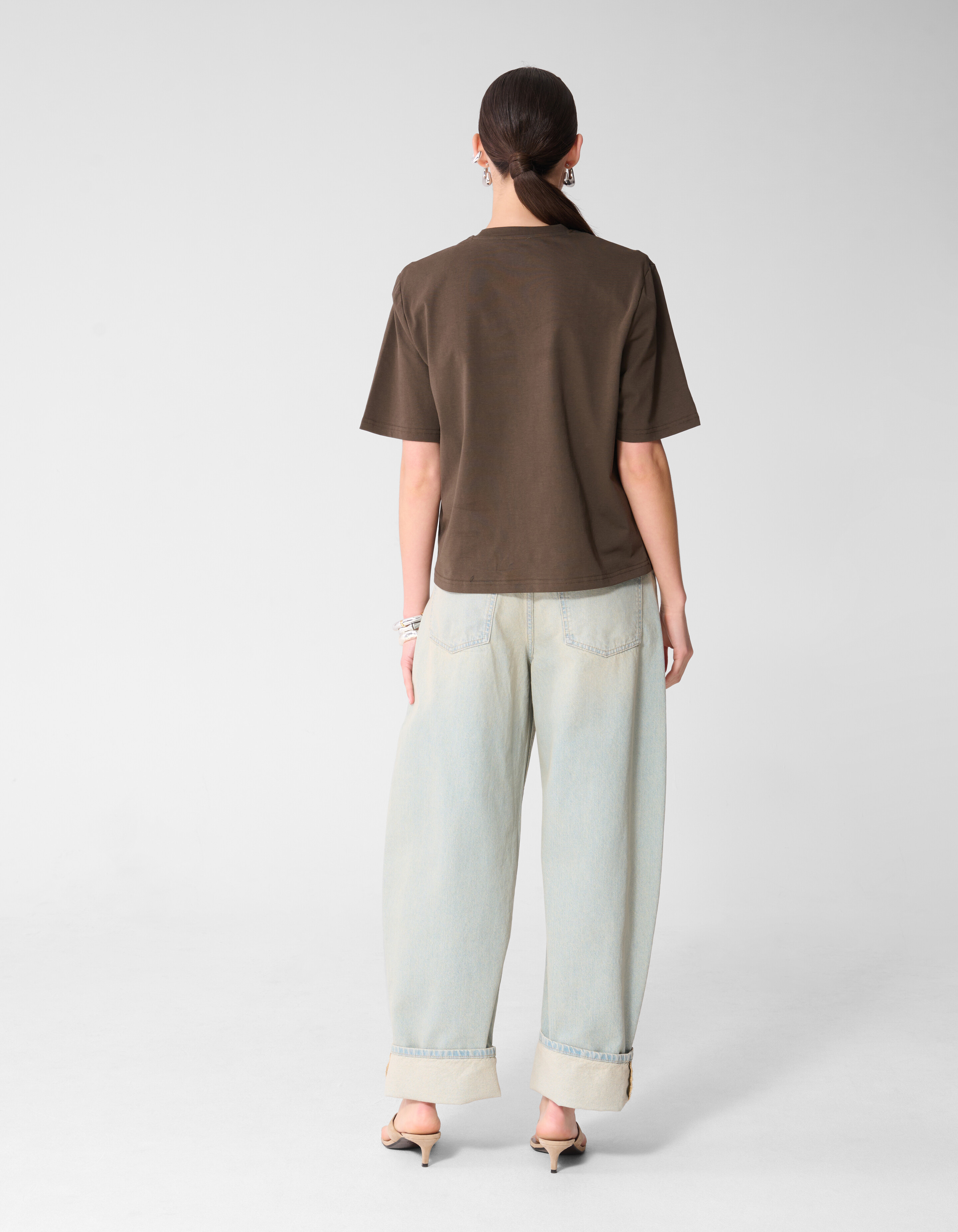 Shoulderpadded T-shirt Donkerbruin SHOEBY WOMEN