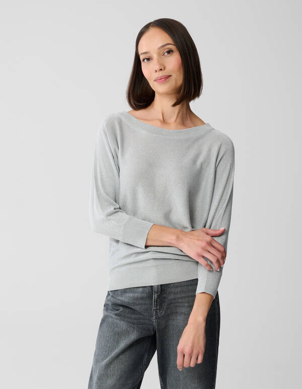 Glitzer Fledermaus Pullover Hellgrau SHOEBY WOMEN