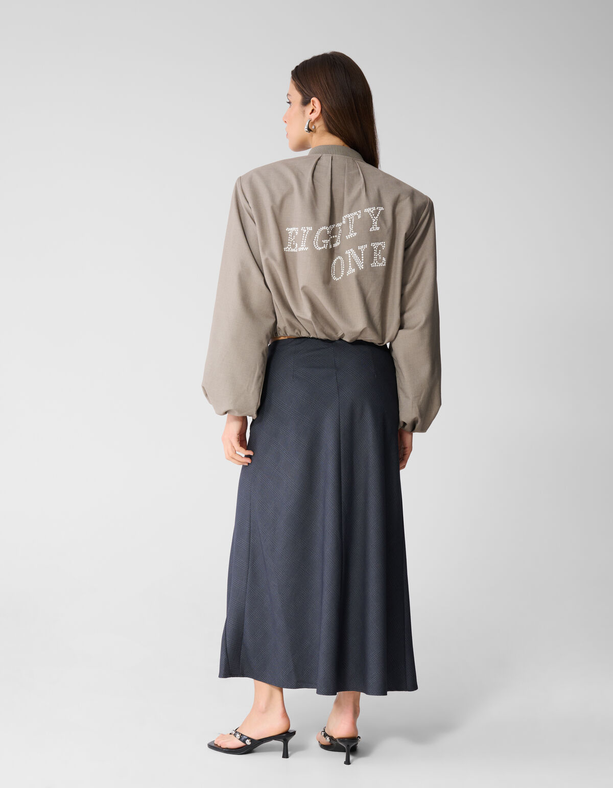 Maxirock mit Karomuster Dunkelgrau SHOEBY WOMEN