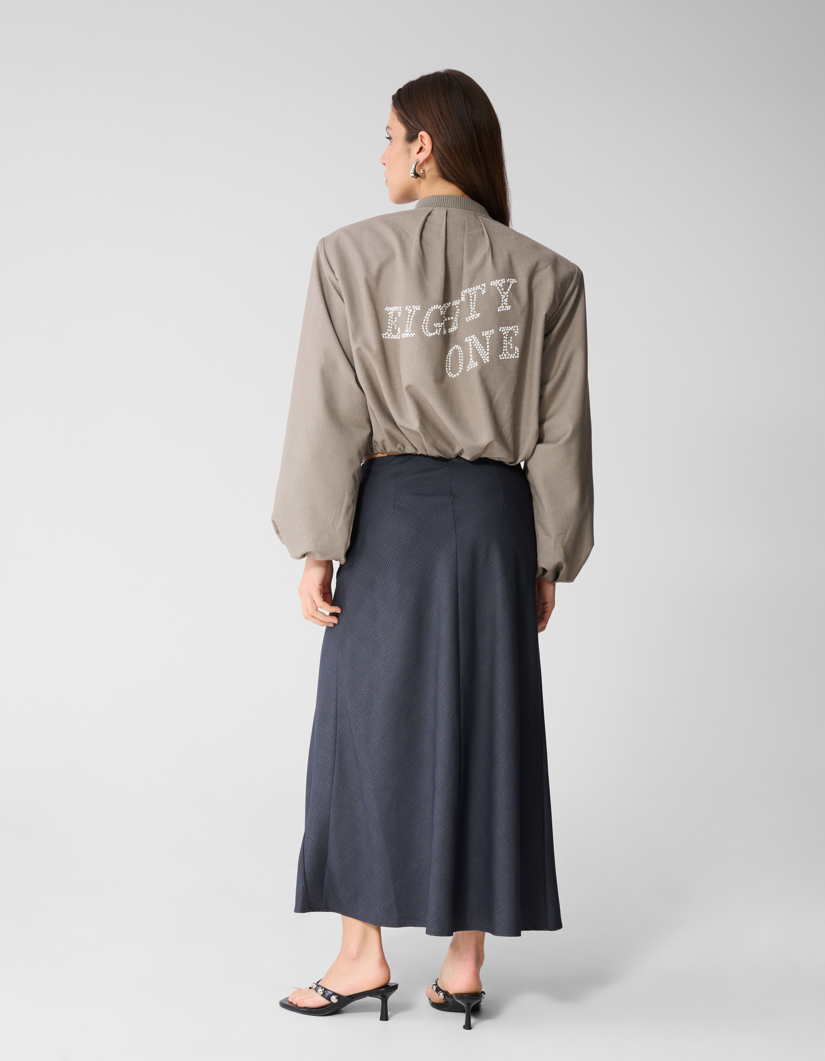 Maxirock mit Karomuster Dunkelgrau SHOEBY WOMEN