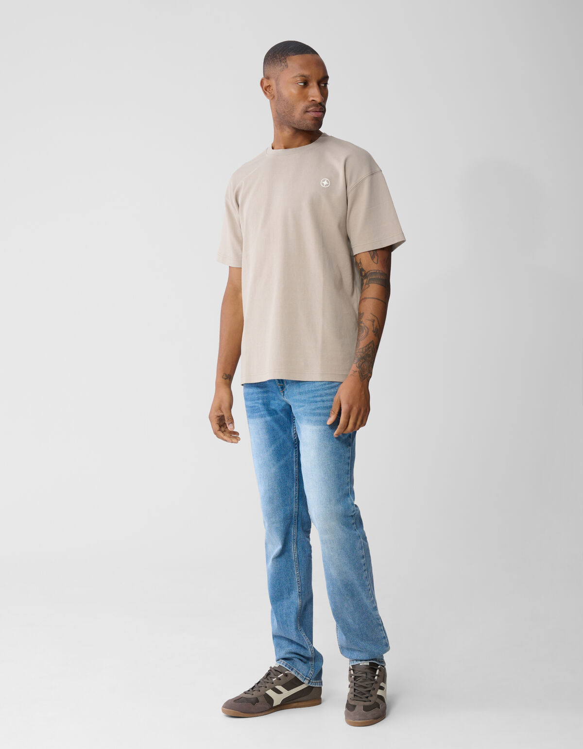 Spark Embroidery T-Shirt Hellbraun SHOEBY MEN