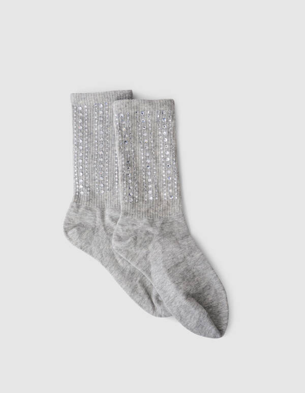 Strass-Socke Hellgrau SHOEBY ACCESSOIRES