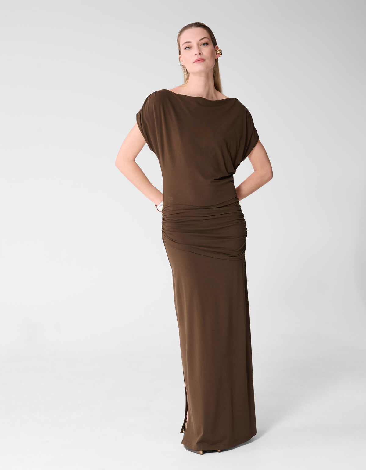 Drapierte Maxikleid Braun von Fred SHOEBY WOMEN