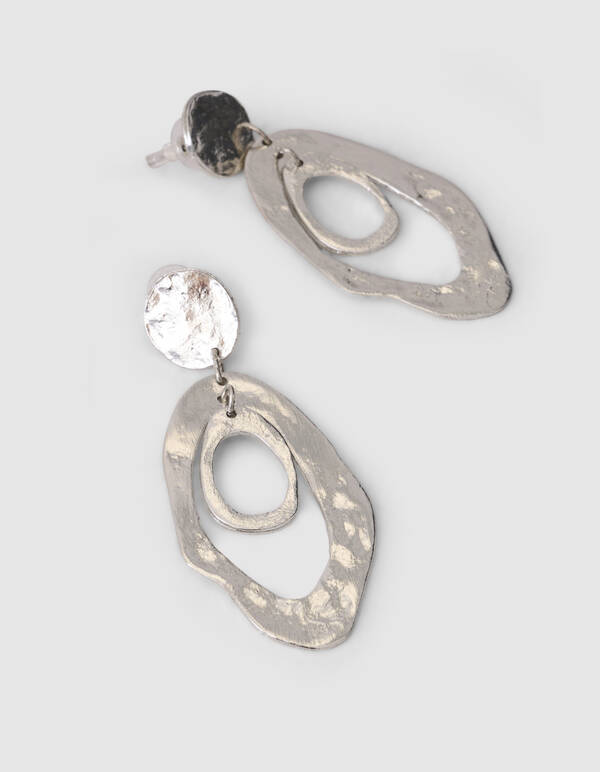 Hammered Oval Ohrringe Silber SHOEBY ACCESSOIRES