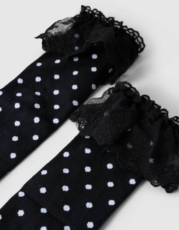 Kanten Polkadot Socken Schwarz SHOEBY ACCESSOIRES