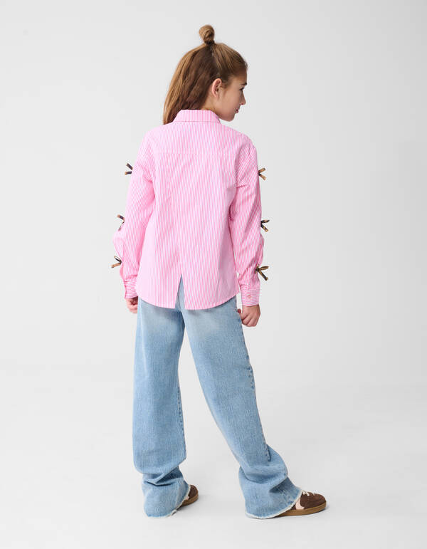 Nadelstreifen-Krawattenbluse Hellrosa SHOEBY GIRLS