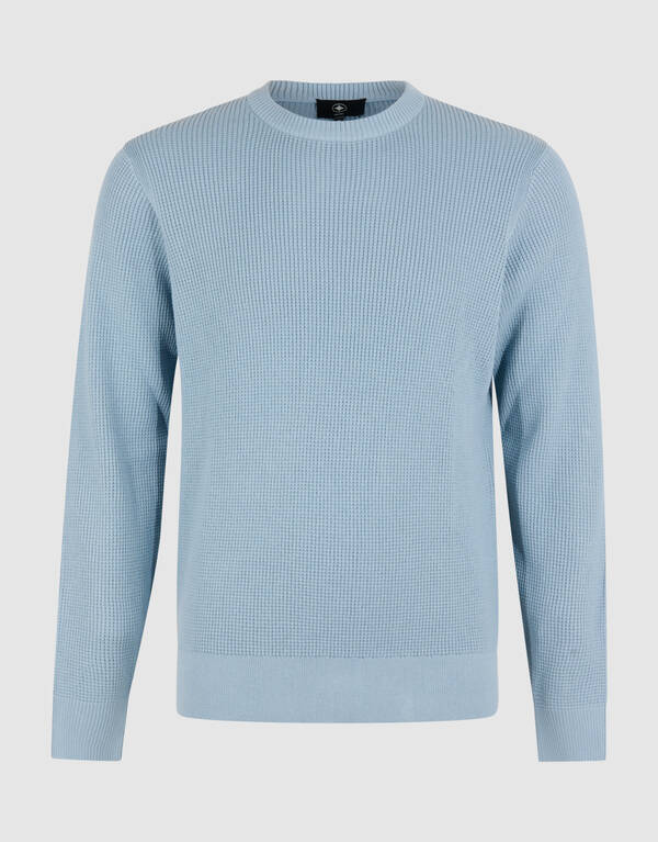 Gestrickter Waffelpullover Hellblau SHOEBY MEN