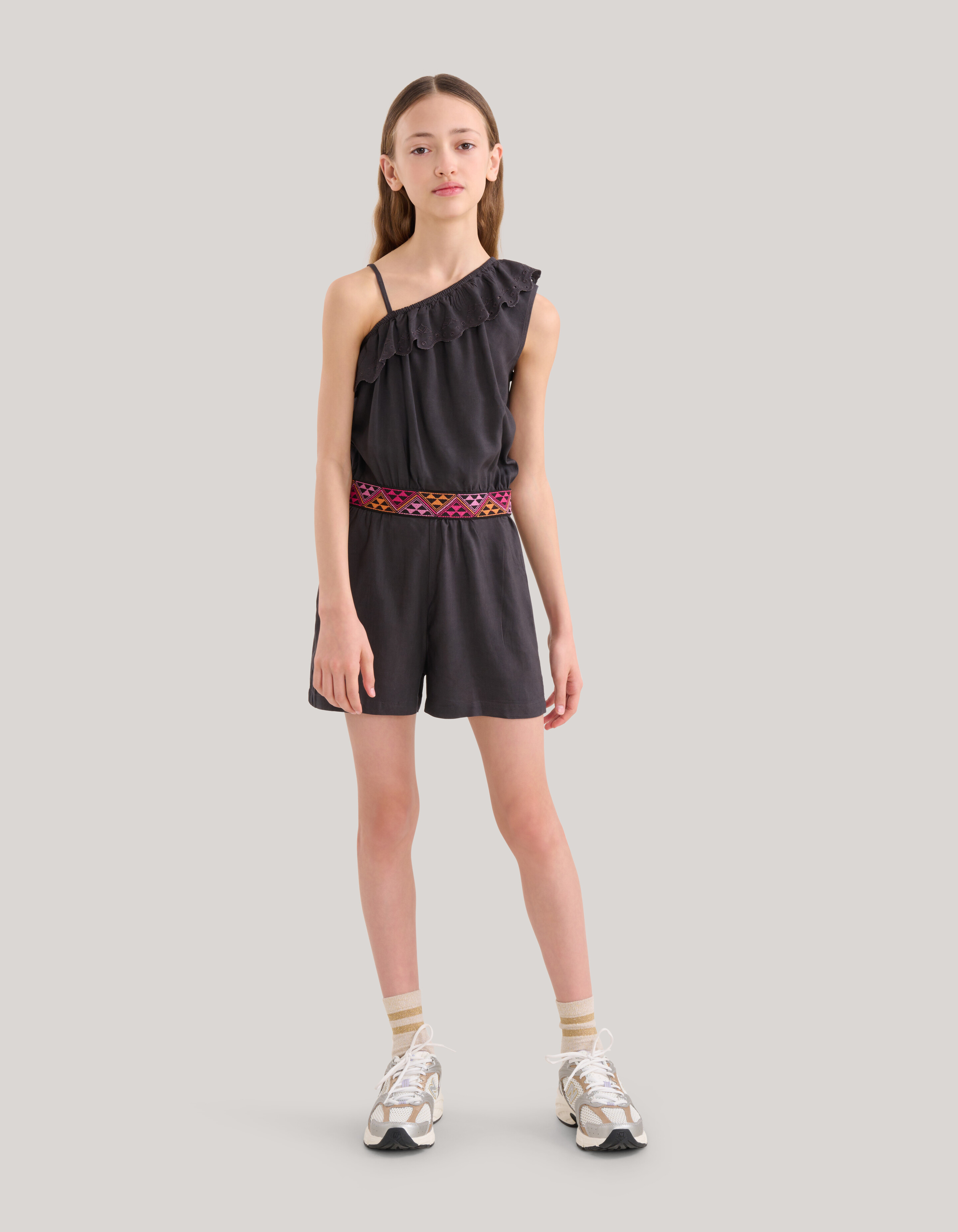 One Shoulder Jumpsuit Donkergrijs SHOEBY GIRLS