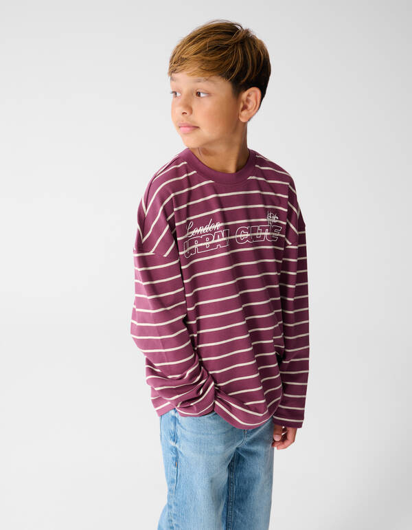 London gestreiftes Langarmshirt Dunkelrot SHOEBY BOYS