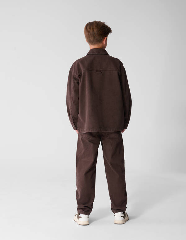 Oversized-Denim-Overshirt Dunkelbraun SHOEBY BOYS