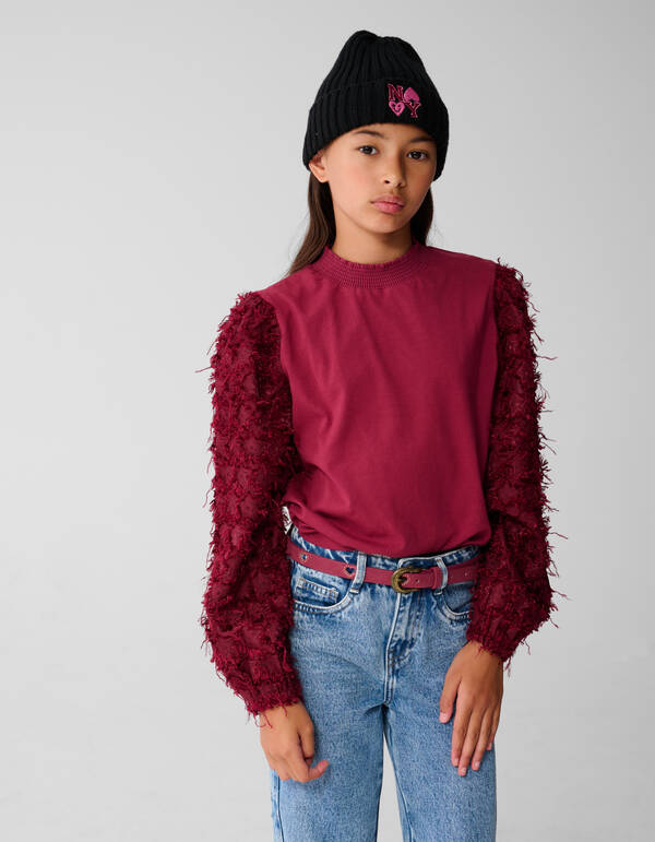 Stern Longsleeve Top Dunkelrot SHOEBY GIRLS