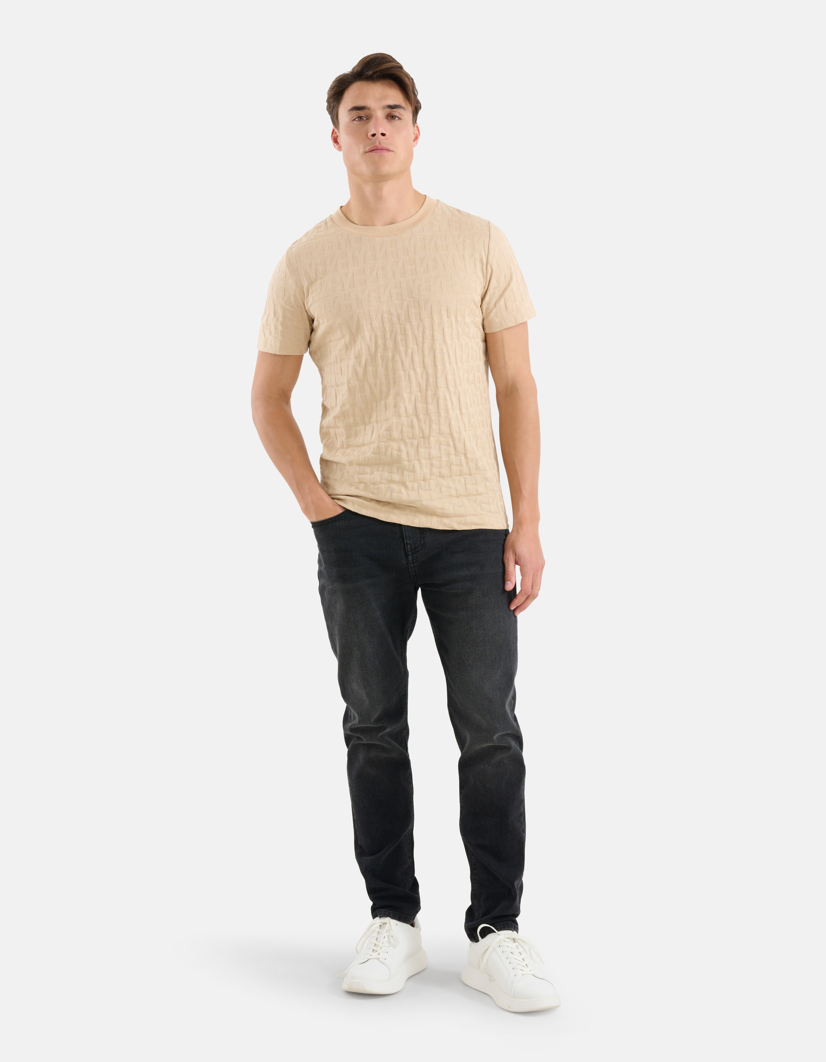 Structuur T-shirt Beige SHOEBY MEN