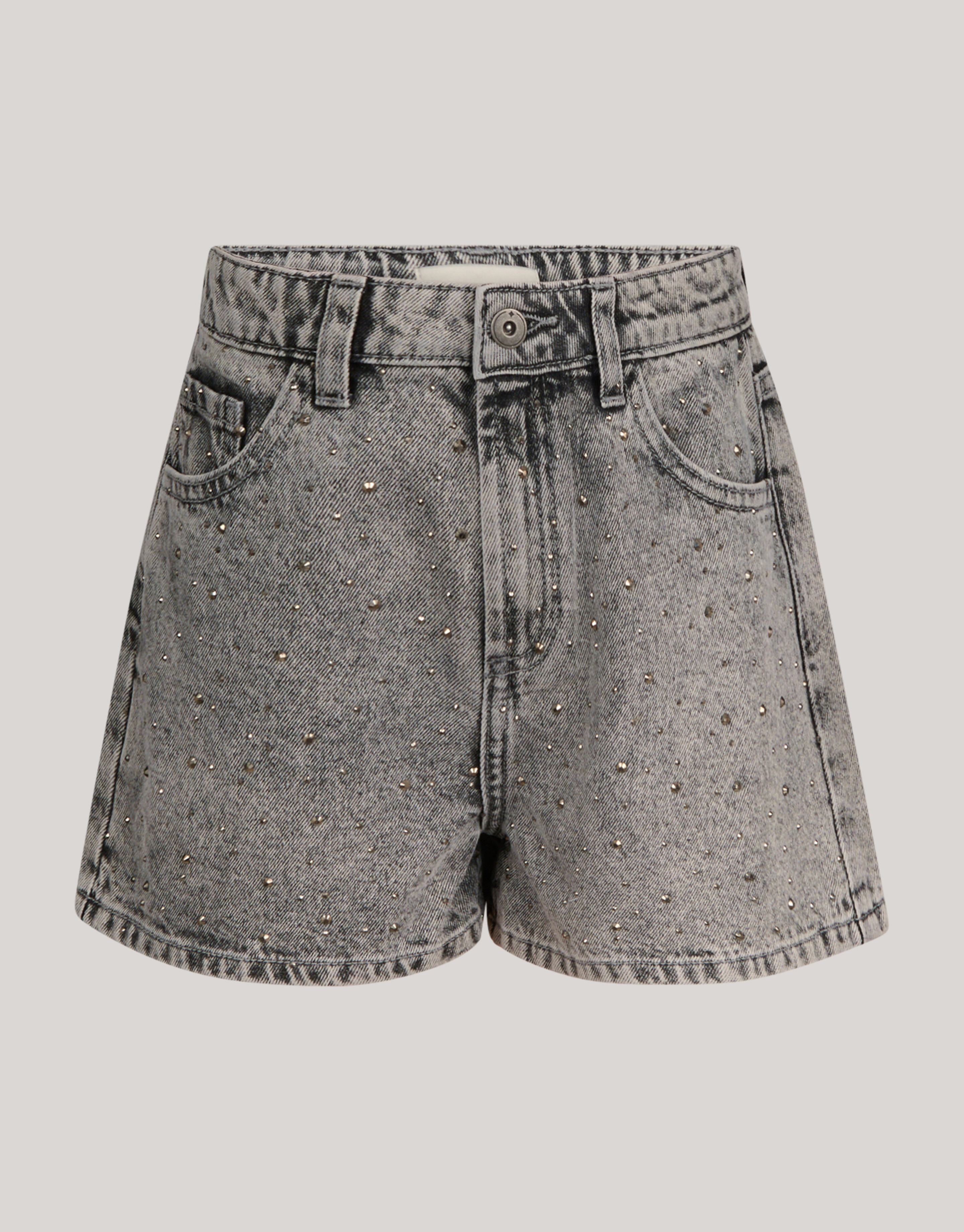 Strassbesetzte Denim Shorts Grau SHOEBY GIRLS