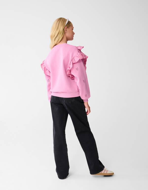 Pullover mit R&uuml;schenstickerei Rosa SHOEBY GIRLS