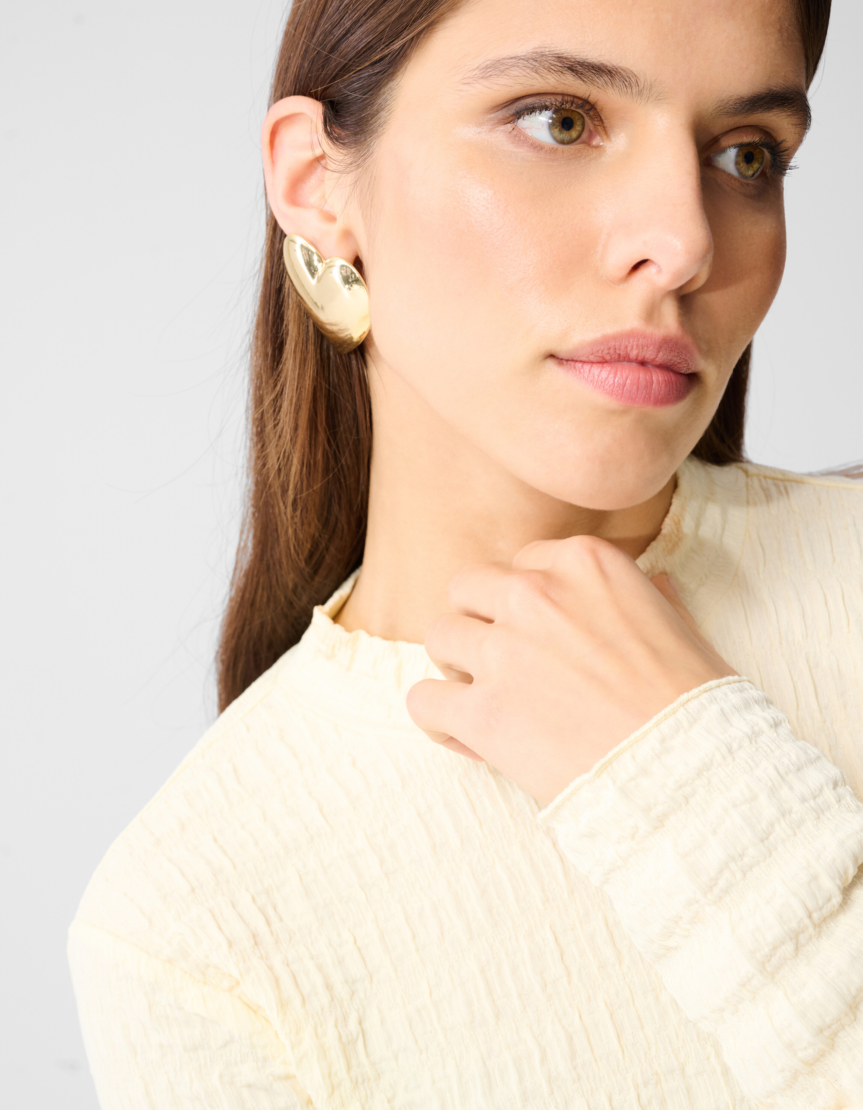 Struktur Langarmshirt Top Gebrochen Wei&szlig; SHOEBY WOMEN