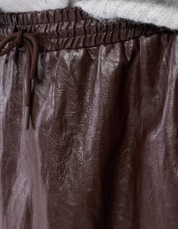 Maxirock aus veganem Leder in Braun SHOEBY WOMEN