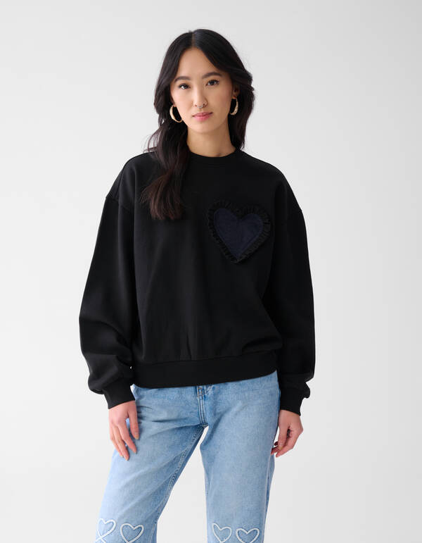 Denim Patch Pullover Schwarz SHOEBY WOMEN