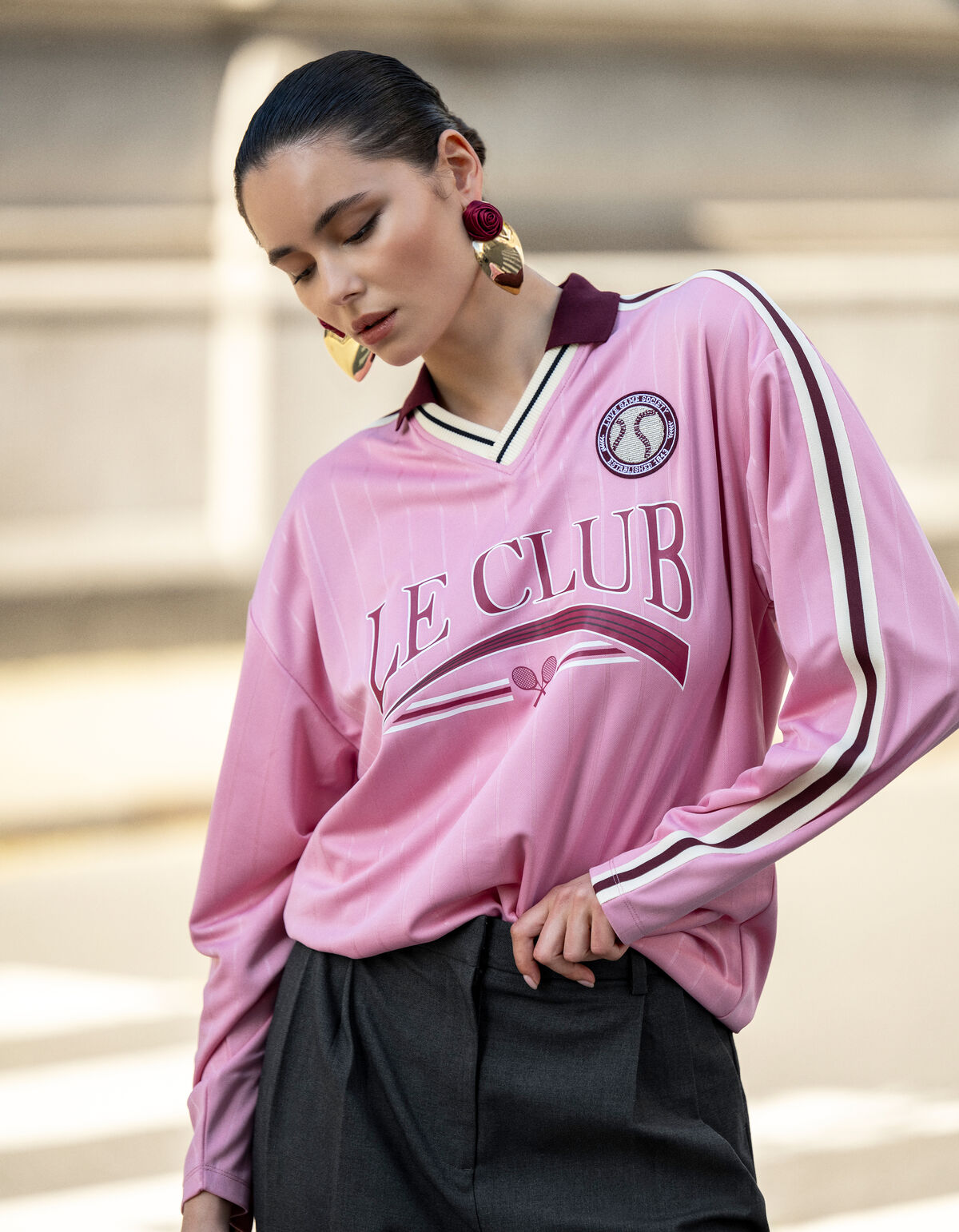 Baseball-T-Shirt in Übergröße Roze SHOEBY WOMEN