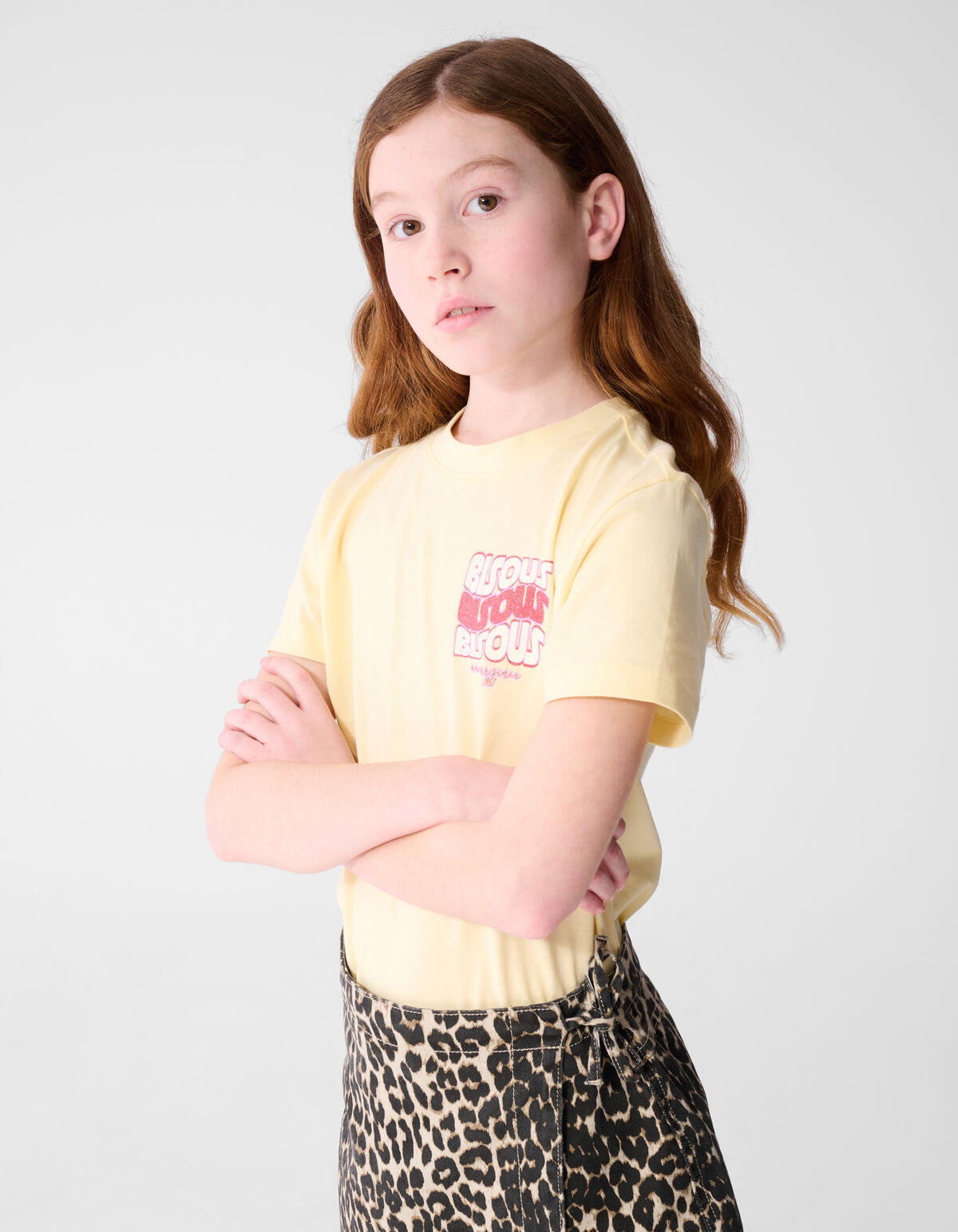 Bisous Glitter Artwork T-Shirt Hellgelb SHOEBY GIRLS