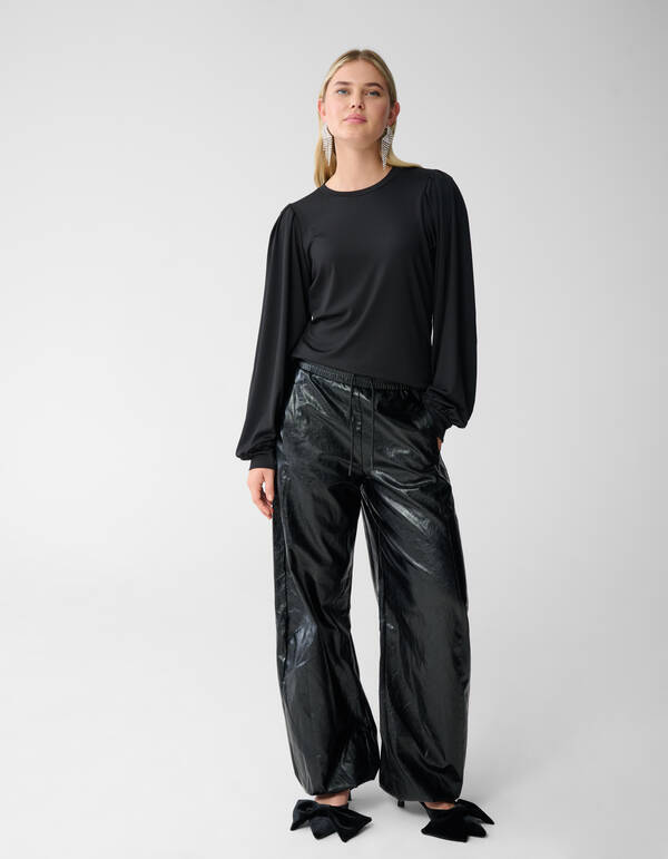 Rippstrick-Oberteil Schwarz SHOEBY WOMEN