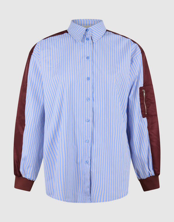 Mix Nadelstreifenbluse Blau/Dunkelrot SHOEBY WOMEN