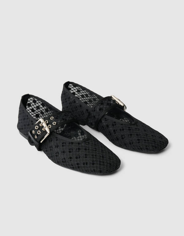 Polkadot Mesh Ballerinas Schwarz SHOEBY SHOES