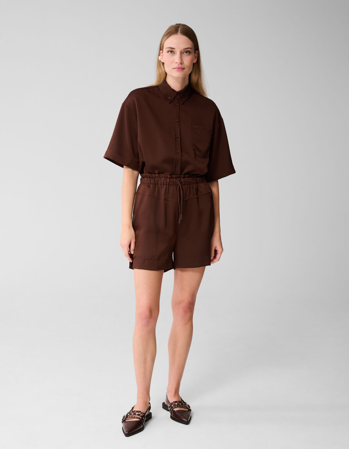 Bluse in &Uuml;bergr&ouml;&szlig;e Dunkelbraun SHOEBY WOMEN