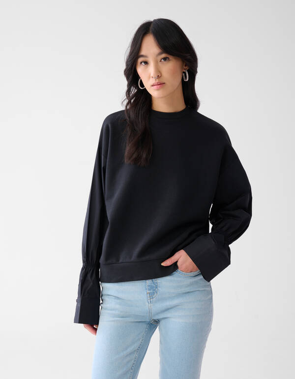 Poplin Sleeve Sweater Zwart SHOEBY WOMEN