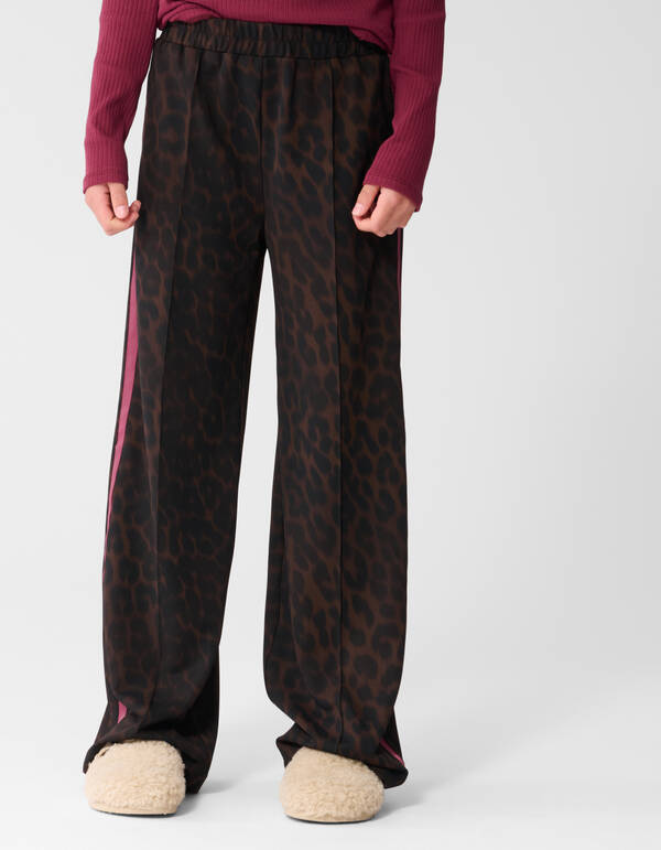 Hose mit Leopardenmuster und weitem Bein Dunkelbr SHOEBY GIRLS
