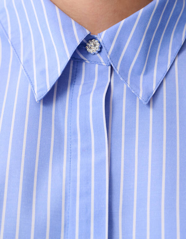 &Uuml;bergro&szlig;e Bluse mit Nadelstreifen Hellblau SHOEBY WOMEN