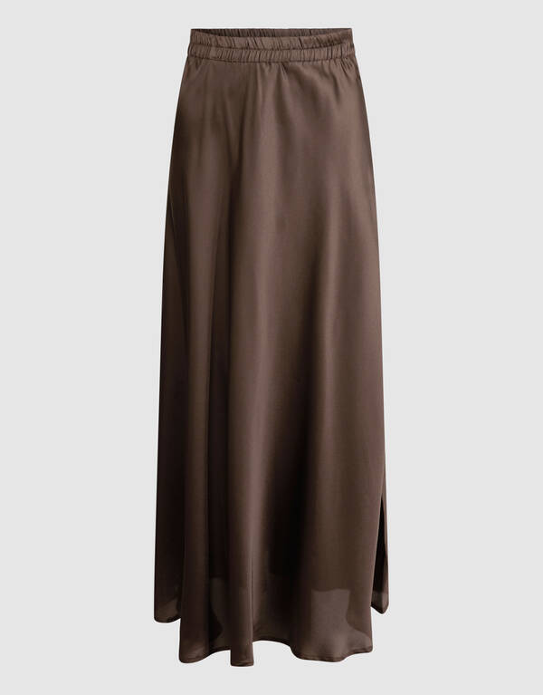 Satijnen Maxi Rok Donkerbruin SHOEBY WOMEN