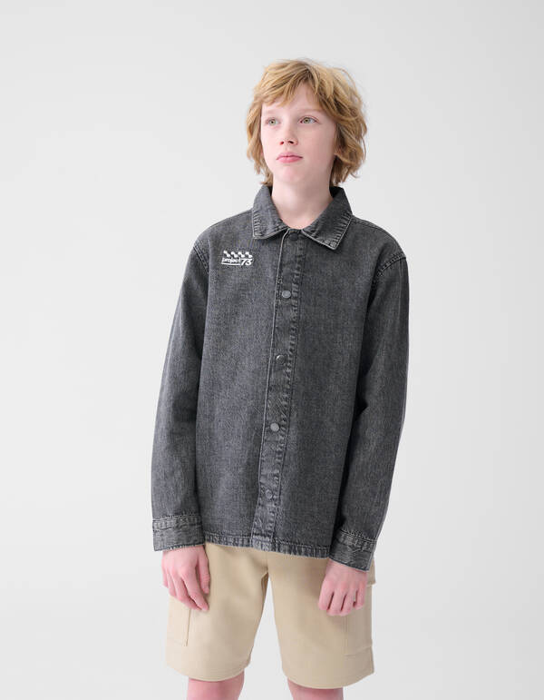 Denim Washed Overshirt Dunkelgrau SHOEBY BOYS