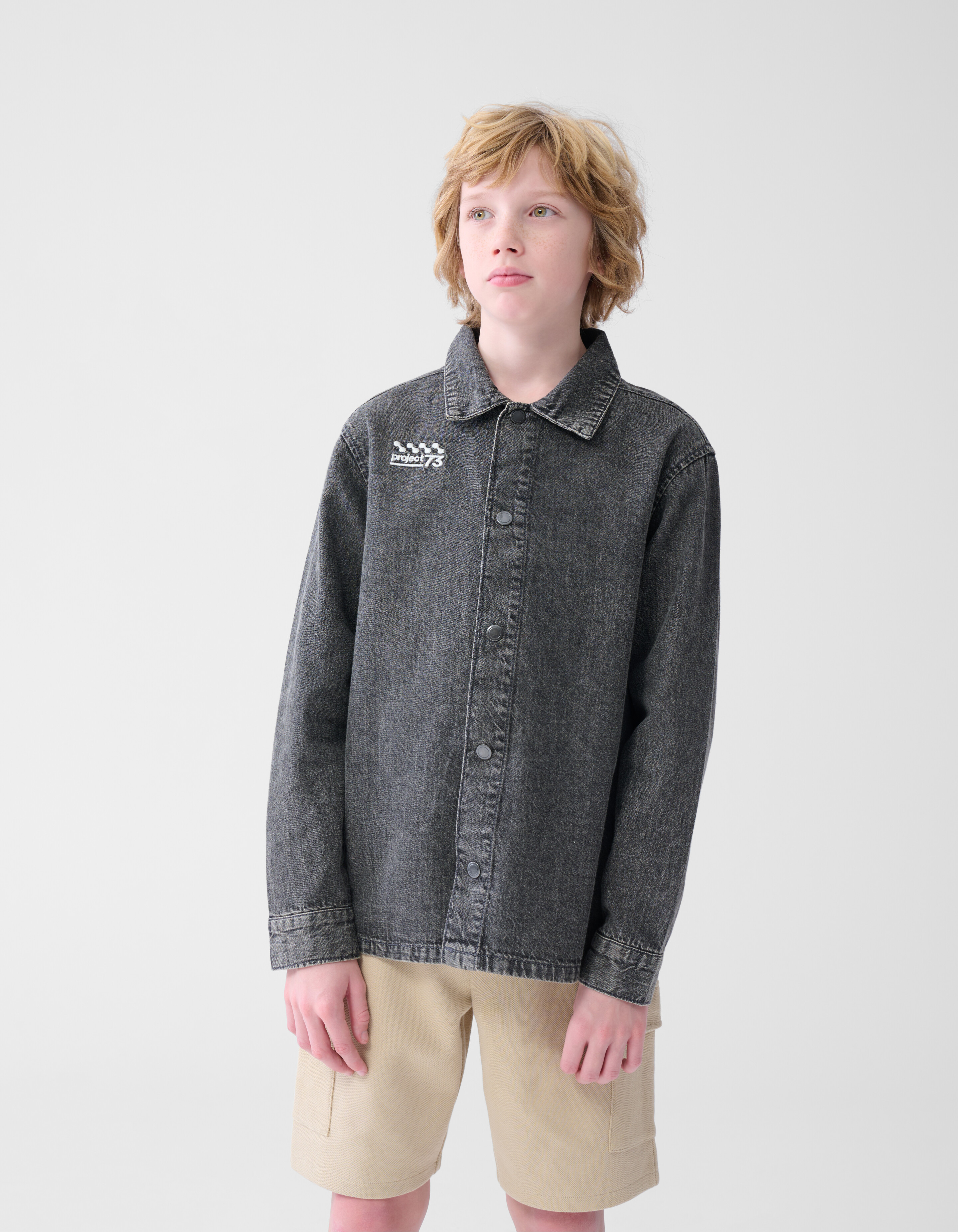 Denim Washed Overshirt Dunkelgrau SHOEBY BOYS