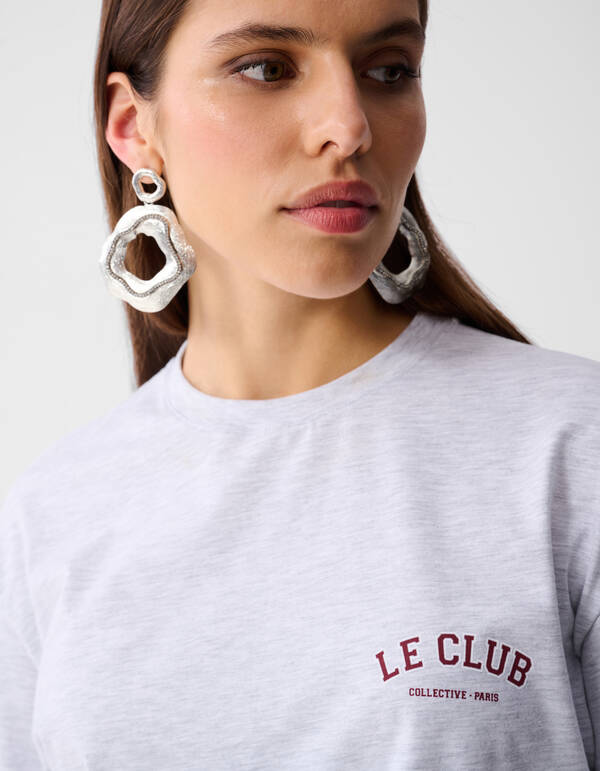 &Uuml;bergro&szlig;es Le Club Artwork T-shirt Hellgrau SHOEBY WOMEN