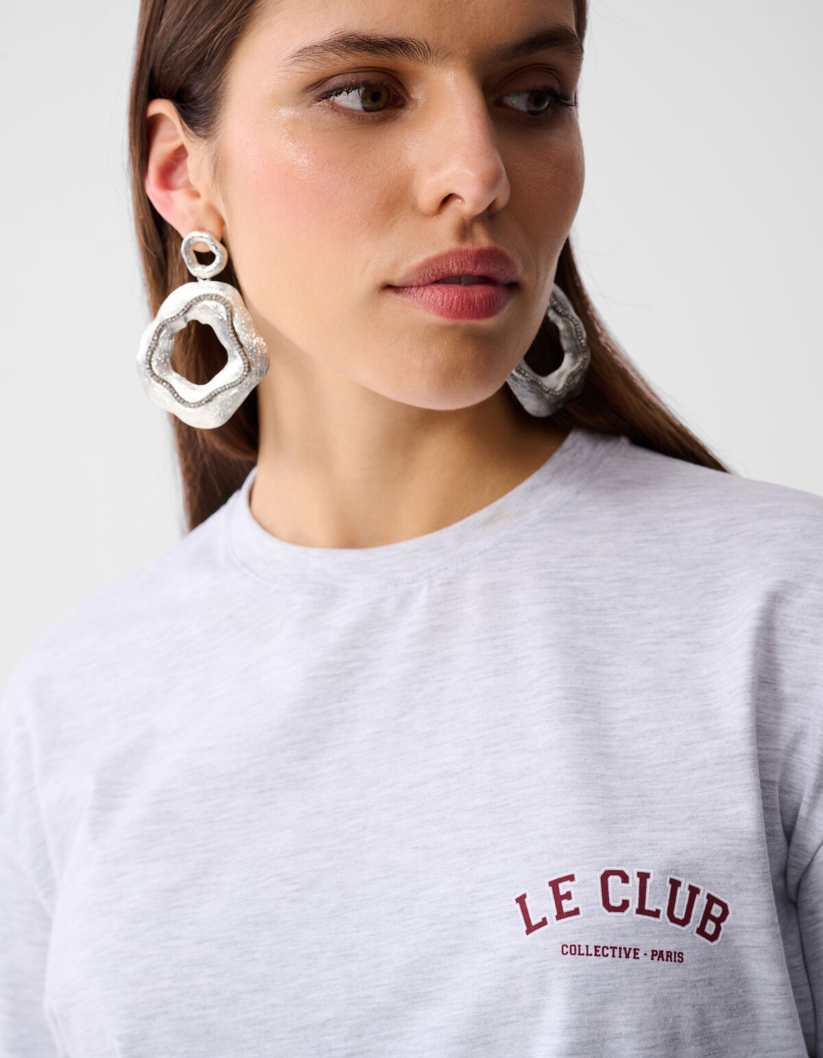 Übergroßes Le Club Artwork T-shirt Hellgrau SHOEBY WOMEN