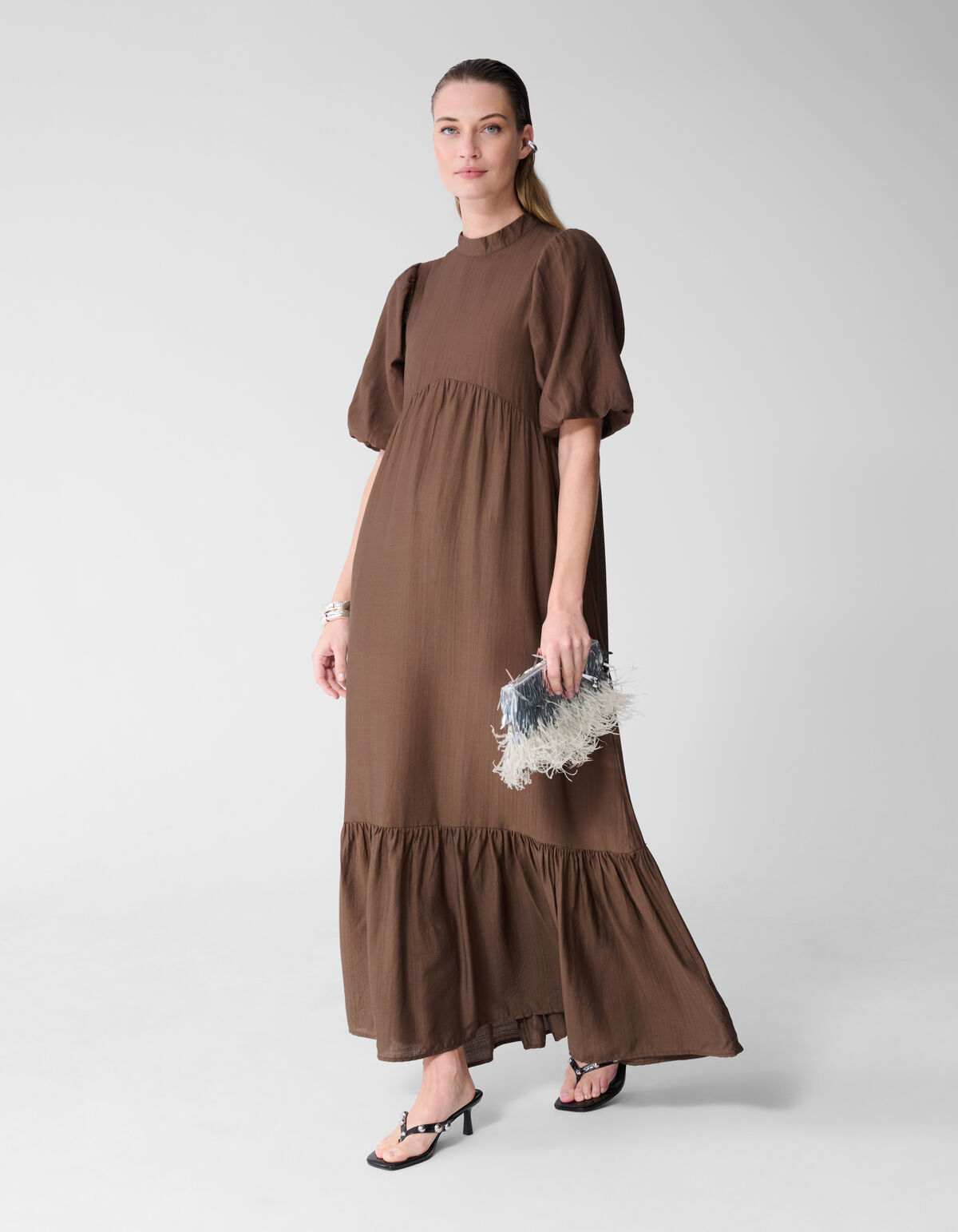 R&uuml;sche Maxikleid Braun SHOEBY WOMEN