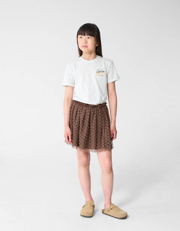 Mesh-Rock mit Herzmuster Braun SHOEBY GIRLS