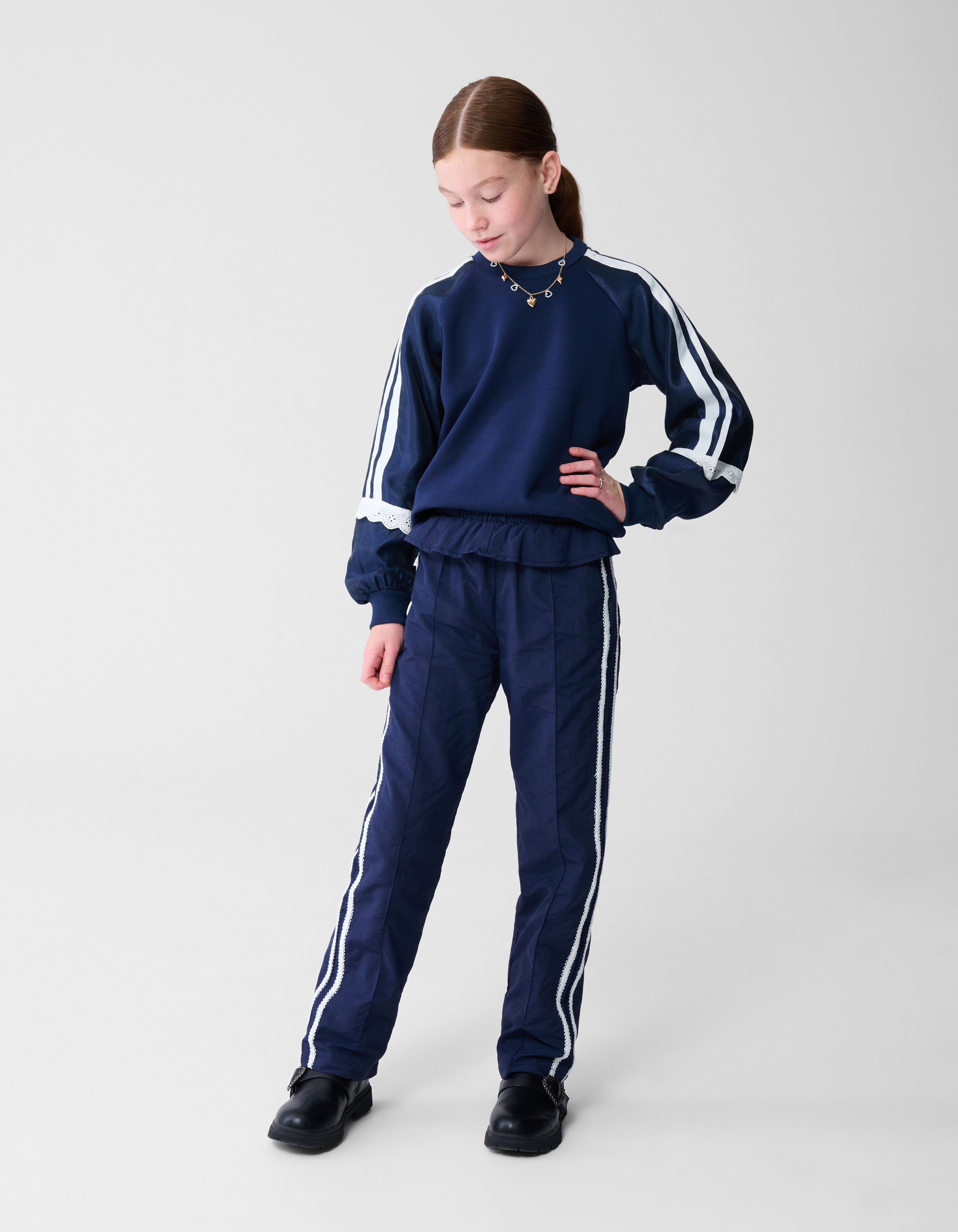 R&uuml;schen-Hose mit weitem Bein Dunkelblau SHOEBY GIRLS