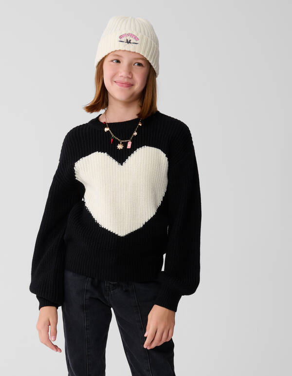 Pullover mit großem Herz SCHWARZ SHOEBY GIRLS