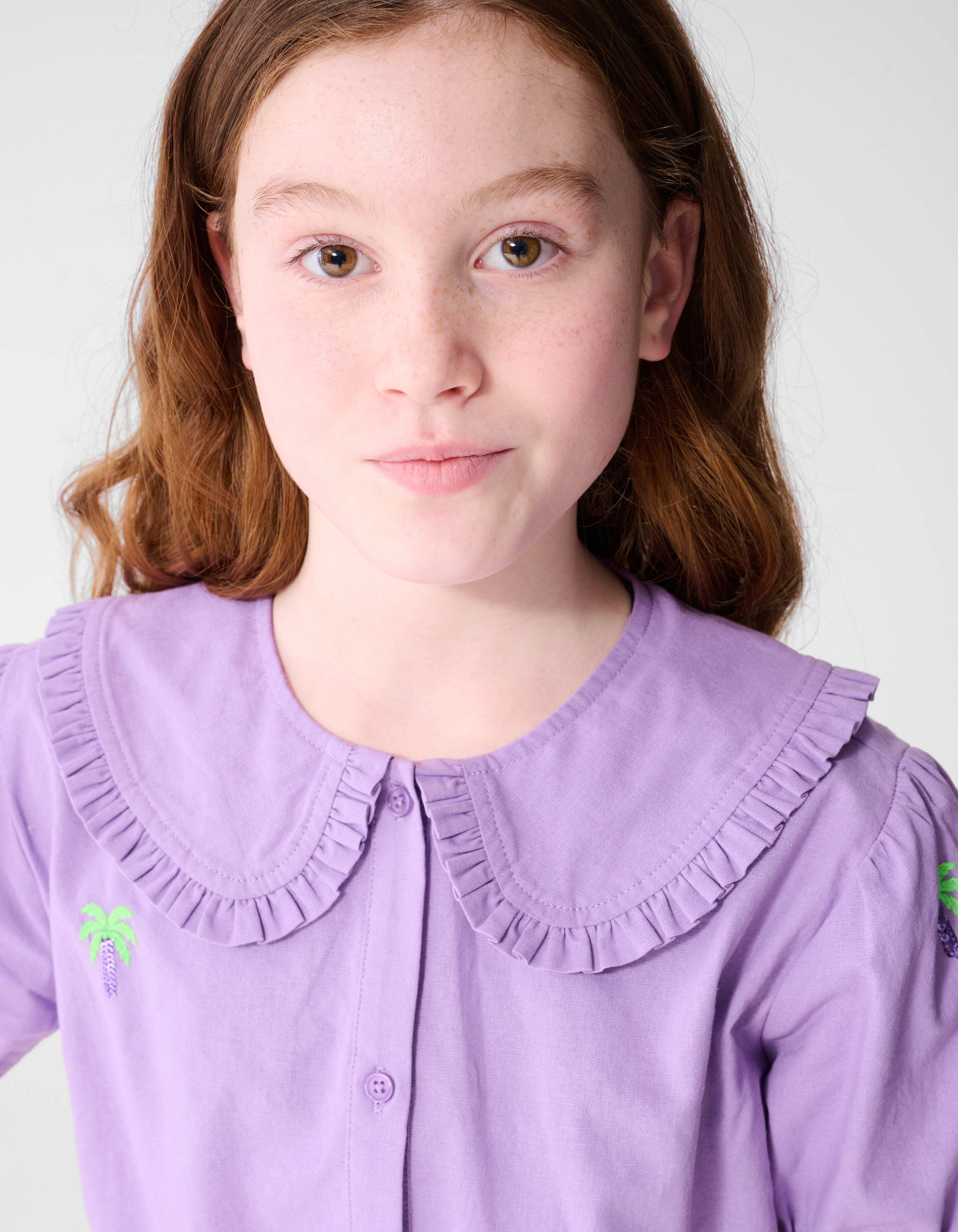 Palmen-Stickerei-Bluse Lila SHOEBY GIRLS