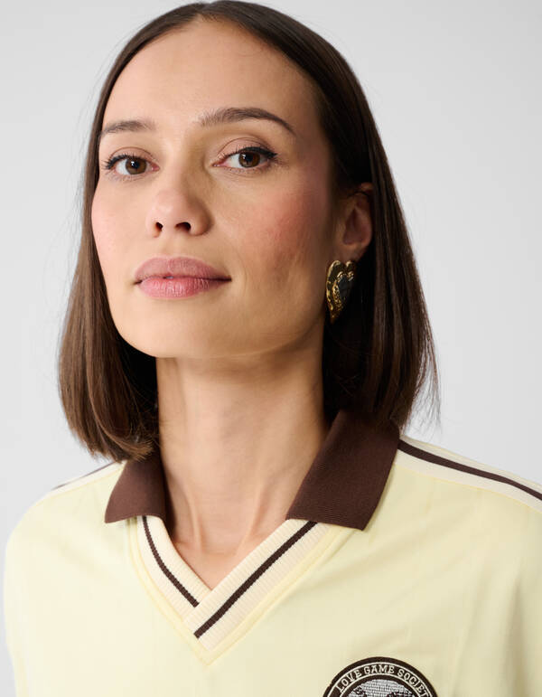 Oversized Baseball-Langarmtop Hellgelb SHOEBY WOMEN