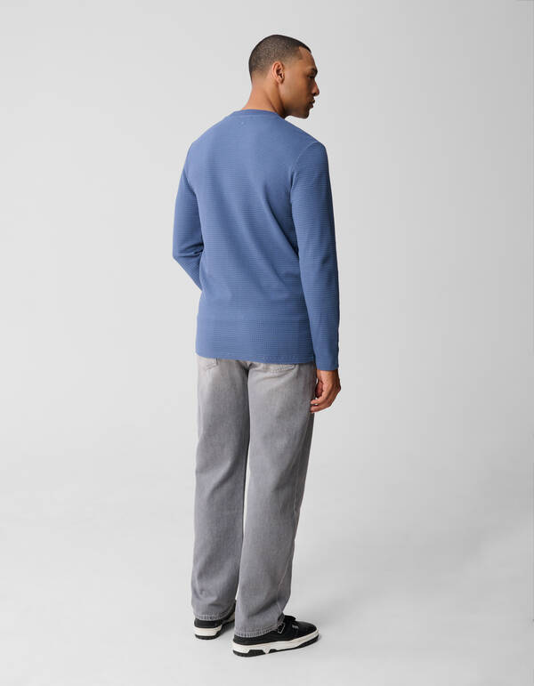 Structure Langarm-T-Shirt Blau SHOEBY MEN