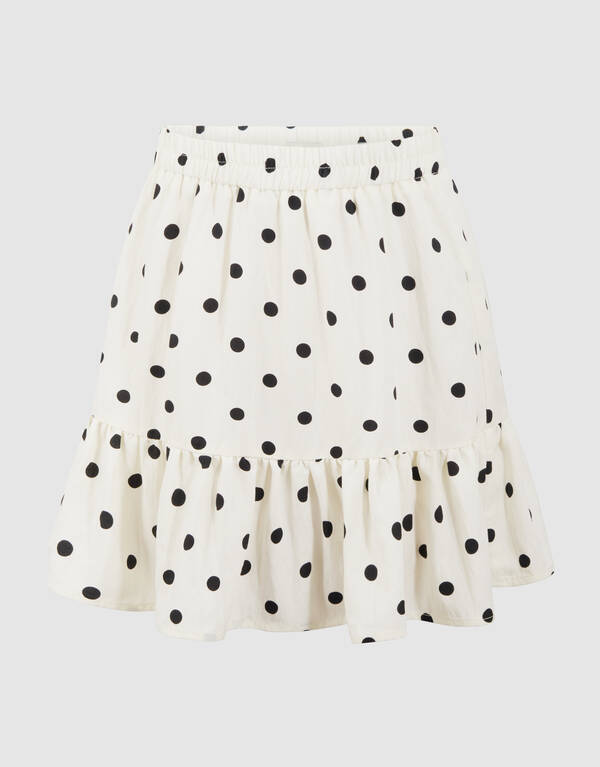 Polkadot Minirock gebrochenes Wei&szlig; SHOEBY GIRLS