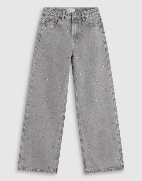 Weit geschnittene Jeans mit Nieten, grau SHOEBY GIRLS