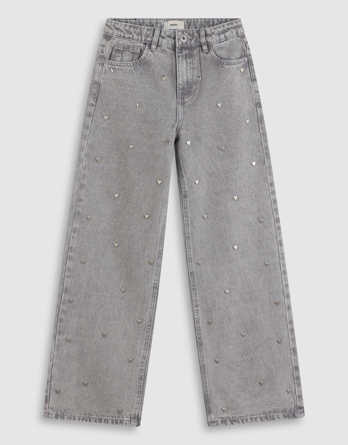 Weit geschnittene Jeans mit Nieten, grau SHOEBY GIRLS