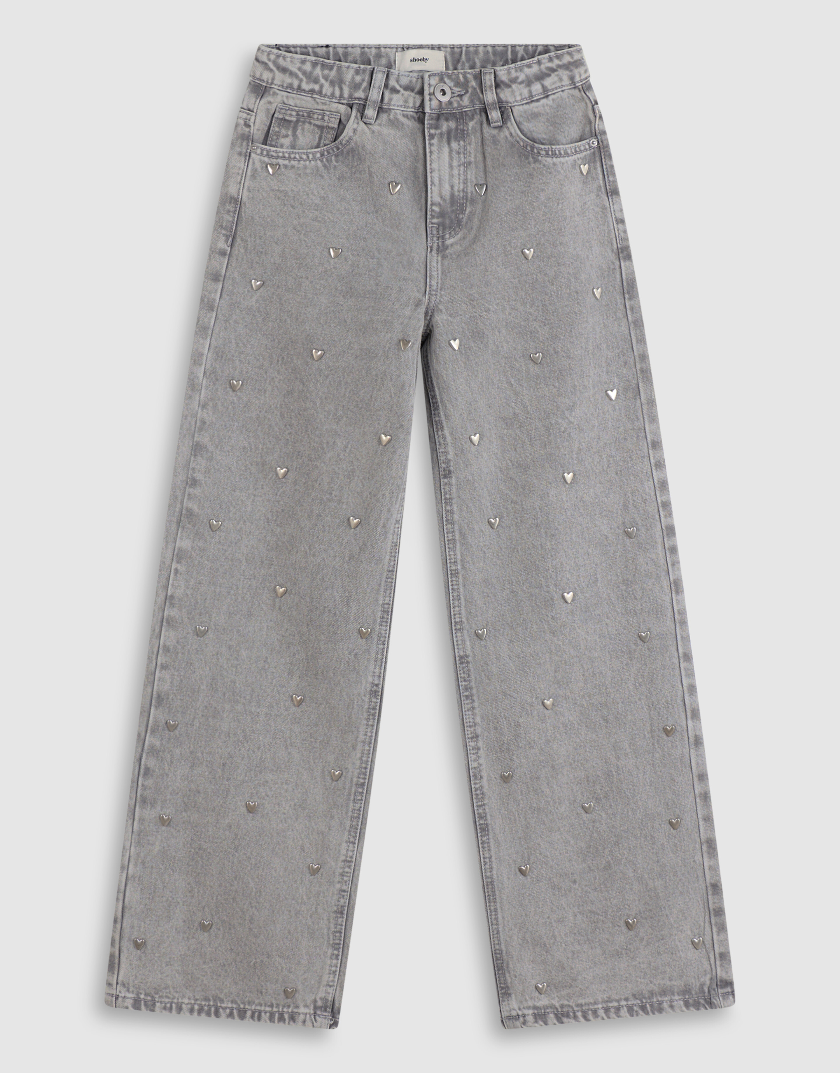 Weit geschnittene Jeans mit Nieten, grau SHOEBY GIRLS